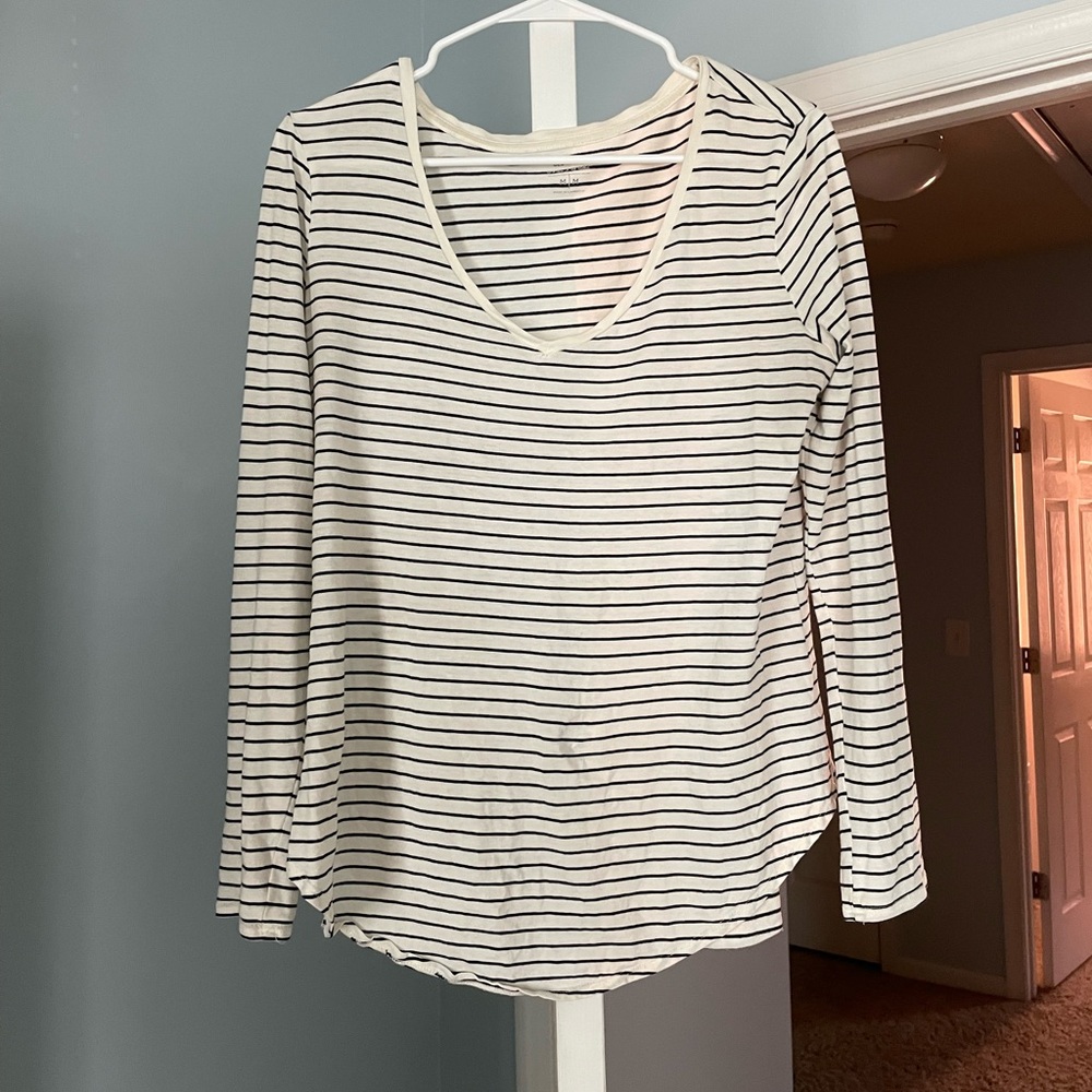 Old Navy Long-Sleeve Black & White Striped Shirt